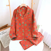 Long Sleeved Two Piece Sleepwear Women Cotton 100%